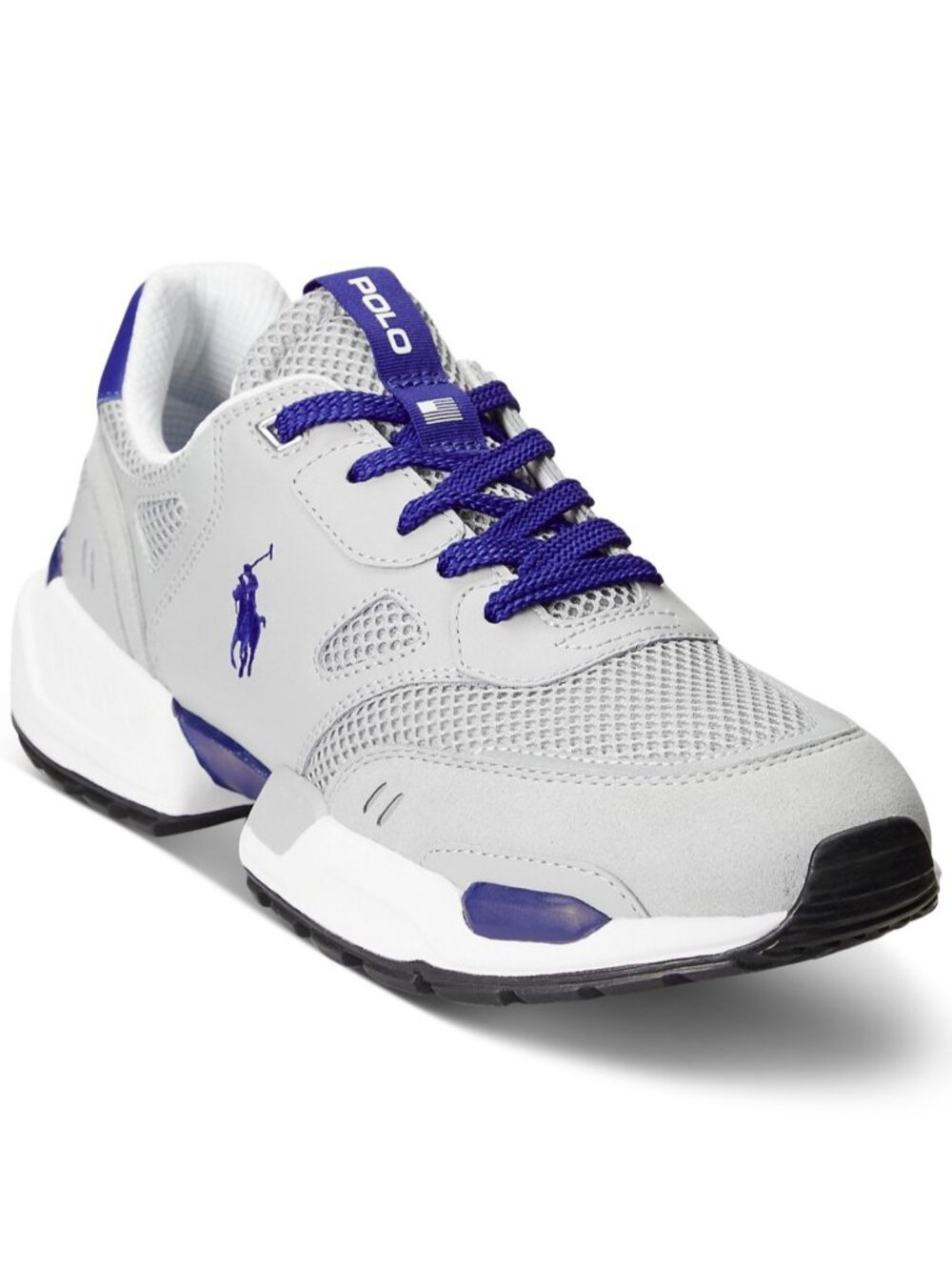 Polo Ralph Lauren Men's Jogger Suede & Mesh Sneakers Grey City Royal Size 9